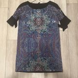 Desigual  | Blue/Black Patterned T-Shirt Dress Bell Sleeves Size XL Photo 0