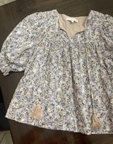 Karlie Multi Floral Pull Over Tassel Puff Sleeve Size Large Boho Photo 0