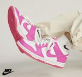 EUC NIKE Dunk Low GS White Laser Fuchsia Photo 0
