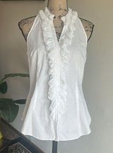 Lilly Pulitzer Ruffled Placket Sleeveless Button Down White Top Size 10 Photo 0