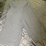 Old Navy Women's Striped romper pockets XXL linen Blend nautical resort coastal Photo 0