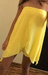 Missguided Yellow Strapless Romper Photo 0