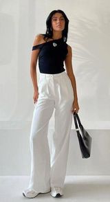 White Archer Wide Leg High Waist Pants 6 Photo 0