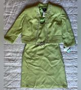 NWT Green Pink Floral Applique Dress & Cropped Blazer Set Old Money Preppy Photo 0