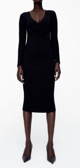 ZARA Black Ottoman Knit Dress, Size S 