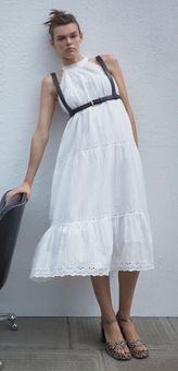 Zara oyster white lace dress with jewel buttons