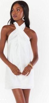 Jasmine Halter Mini Dress ~ Ivory Luxe Satin – Show Me Your Mumu