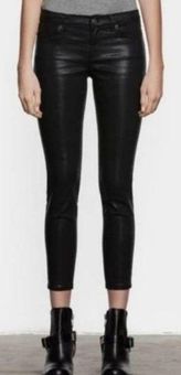 All Saints Petrel Brodie Black Coated Cropped Skinny Zip Jeans