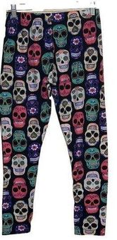 No Boundaries Black Sugar Skull Cropped Leggings Size XL