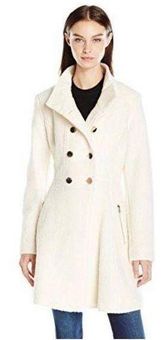 Guess Double Breasted Military Inspired Fit and Flare White Size L