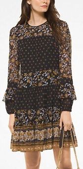 Michael kors botanical print clearance georgette dress