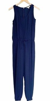 CAbi Sleeveless Jumpsuit Navy Blue Jogger Leg Tie Waist Romper