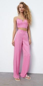 ZARA Contrast Stitch Full Length Wide Leg Pants Size L - $54 New With Tags  - From Samira