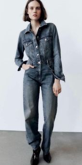 TRF LONG DENIM JUMPSUIT - Blue