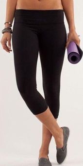 Lululemon Crop Track Pant Women's Size 10 Large Black White Luon