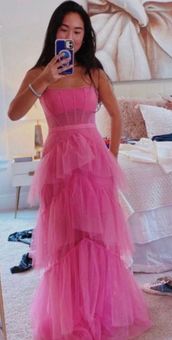 BCBGMAXAZRIA Flamingo Pink Tulle Corset Dress Size 6 250 16