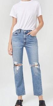 AGOLDE Mia Mid Rise Straight Jean Rule Distressed Size 29 125