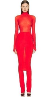 ALAÏA Women's Red Sheer Body In Jersey