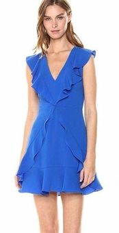 BCBGMAXAZRIA Eleeza Ruffled Mini Dress criss cross flutter