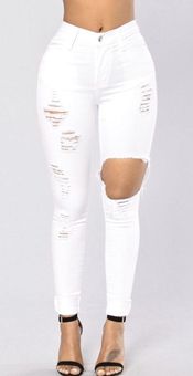 Fashion Nova White Ripped Jeans Size 27 - $35 (22% Off Retail) New With  Tags - From Abril