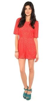 BCBGMAXAZRIA Haile Red Lace Crochet Short Sleeve Holiday Cocktail