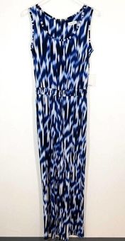 Calvin Klein NWT Blue Regatta Jumpsuit Sleeveless Drawstring Waist Tie Dye  Size 6 - $42 New With Tags - From Cynthia