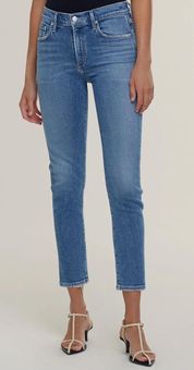 AGOLDE Toni Mid Rise Straight Jeans in Viewpoint Blue Size 25