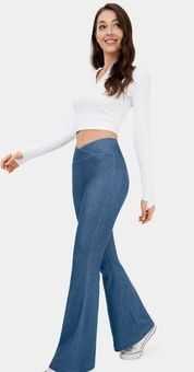 Women's HalaraMagic™ High Waisted Crossover Stretchy Knit Casual Flare  Jeans - Halara