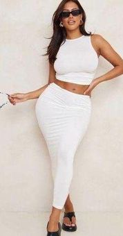 Pretty Little Thing Shape Cream Jersey Low Waist Maxi Skirt Size