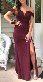 David's bridal top burgundy prom dress