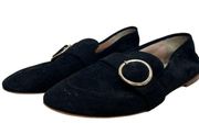 Suede Loafers Women's EU 40 US 9.5 Black Gold Hardware 1/2 inch Heel