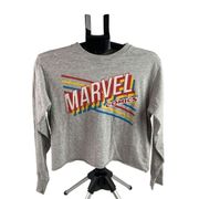 Marvel comics long sleeve gray crop top size medium