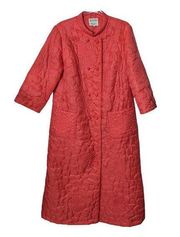 Vintage 50's 60's Macy's Marchioness Maxi Pink Quilted Robe Dressing Coat