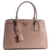 PRADA Saffiano Large Galleria Double Zip Lux Tote in Cameo Leather