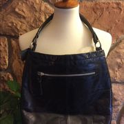 Nina Bossi Black Leather Handbag-EUC