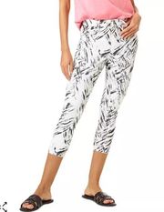 NEW HUE High Rise Denim Capri White Zebra Pants Size XL, Retail $54