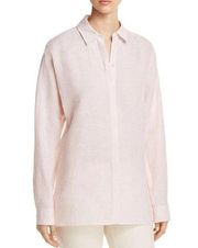 Lafayette 148 New York pink pinstripe linen top collared button up small