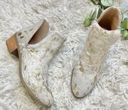 Matisse Pronto Ivory Gold Cow Fur Cowboy Ankle Boots