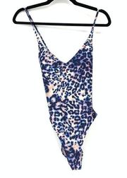 Victoria's Secret Swimsuit Women's S Leopard Print One-Piece Blue Lace Up Back