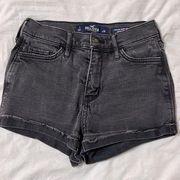 High Rise Shorts - Black Distress Wash