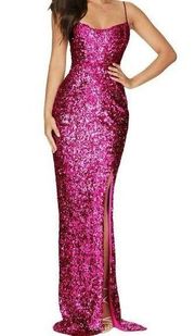 Nookie Confetti Sequin Maxi Formal Prom Gown Cherry Size XS NWT