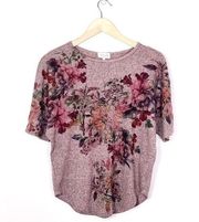 Siren Lily petites top Romantic floral Soft Dolman short sleeve tight knit  S