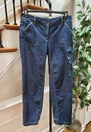 Land's End Women Denim Blue Cotton Mid Rise Straight Leg Casual Jean Pant Size 8