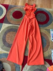 PrettyLittleThing Orange Cutout Sleeveless Pants Jumpsuit One Piece Size 0