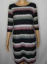 Sandra Darren Chevron Knit Striped Dress Holiday