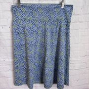 Royal Robbins blue & green squares print A-line casual skirt zippered pocket