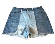 Judy Blue High Rise Patchwork Jean Shorts Blue Size 2X