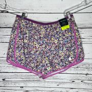 Tek Gear NWT Size XXL Purple Floral Print Athletic Shorts w/ Inner Brief Lining