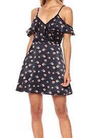 J.O.A cold shoulder floral ruffle mini dress