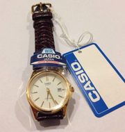 Casio ladies watch w/ date brown leather band